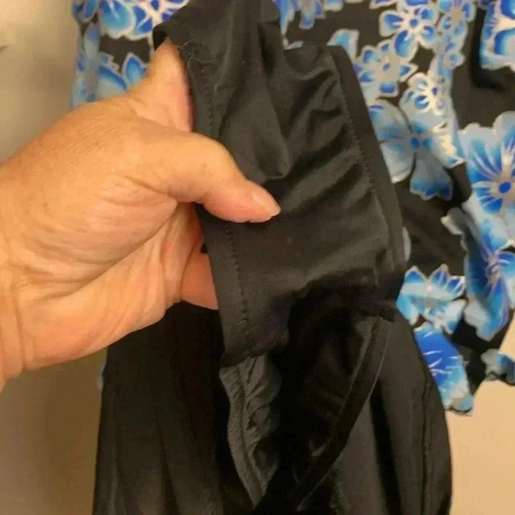 Le Cove One Piece swim suit w Attached Skirt,  blue/black/silver Size 20W - Picture 4 of 12